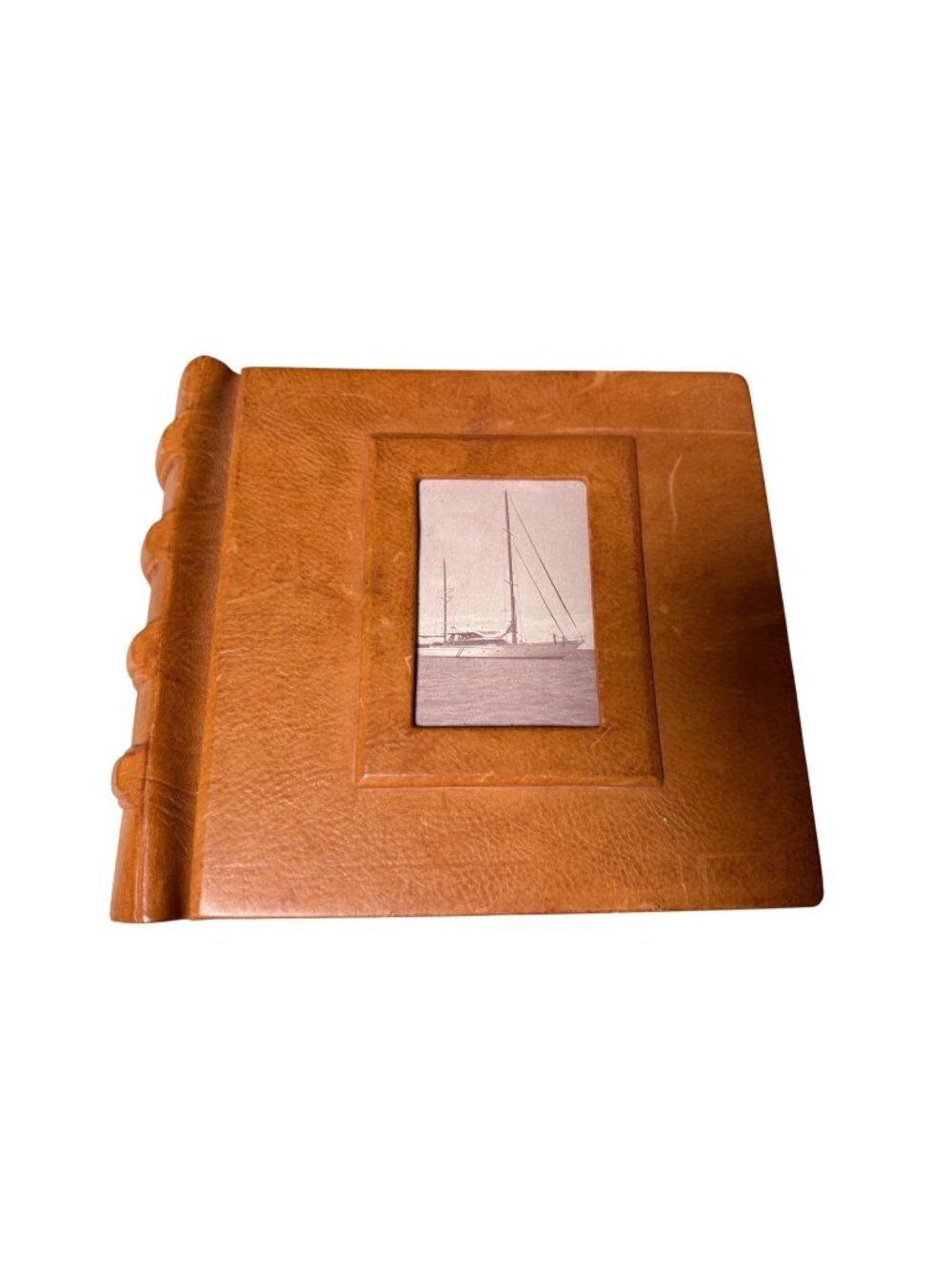 Tommy Bahama Leather Journal Book  Coastal Home Embossed Cover Blank Table Top